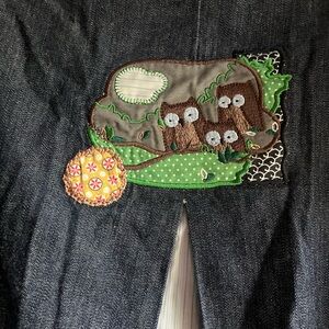 RVCA Indigo Denim with cute owl patch appliqué large